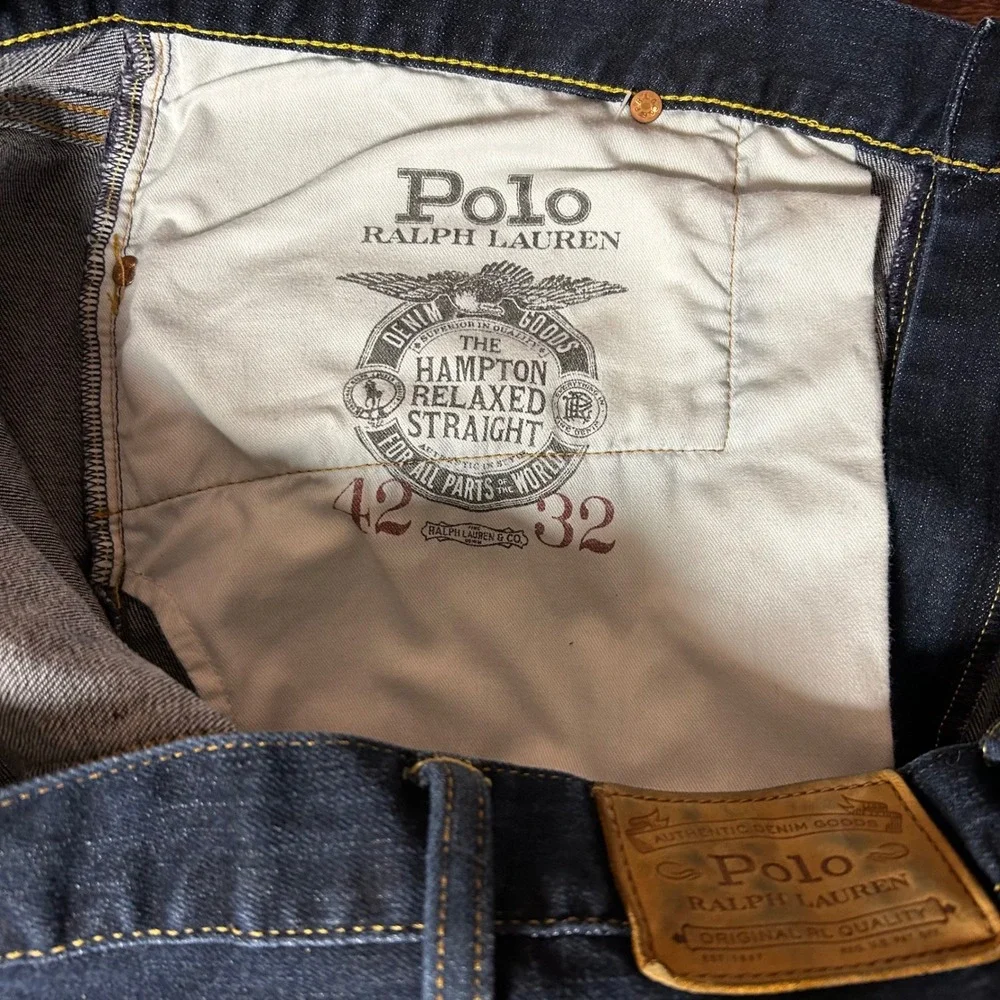 Polo Ralph Lauren Hampton Relaxed Straight Jeans Mens 42x32 Dark Wash Denim
